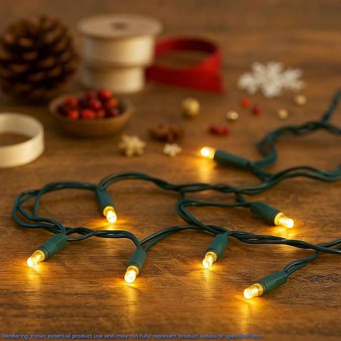 Novelty Lights 11.5 Feet 35 LED String Light, Warm White on Green Wire, 4" Spacing Short Fairy Lights, Connectable End-to-End, UL Listed for Indoor/Outdoor