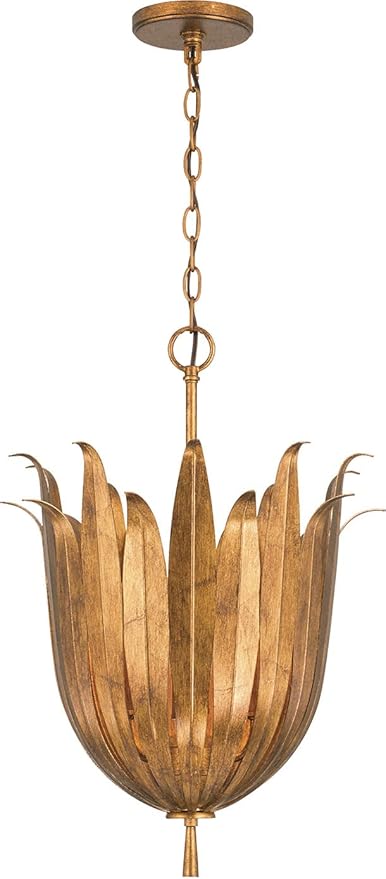 Capital Lighting 349542AG Eden Traditional Bohemian Botanically Inspired Pendant Ceiling Light Fixture, 4-Light 240 Total Watts, 22"H x 16"W, Antique Gold