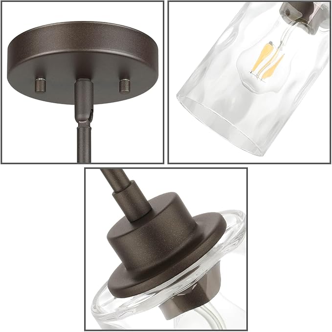 XiNBEi Lighting Pendant Lighting 1 Light Mini Pendant Light with Glass, Modern Adjustable Kitchen Hanging Ceiling Light Dark Bronze Finish XB-P1227-DB