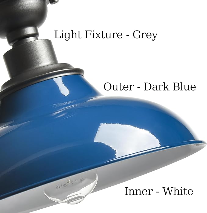 SAMTEEN 12-Inch Semi Flush Mount Ceiling Light Barn Style Light Fixture Dark Blue Farmhouse Ceiling Light Fixtures for Hallway Bedroom Staircase Living Room