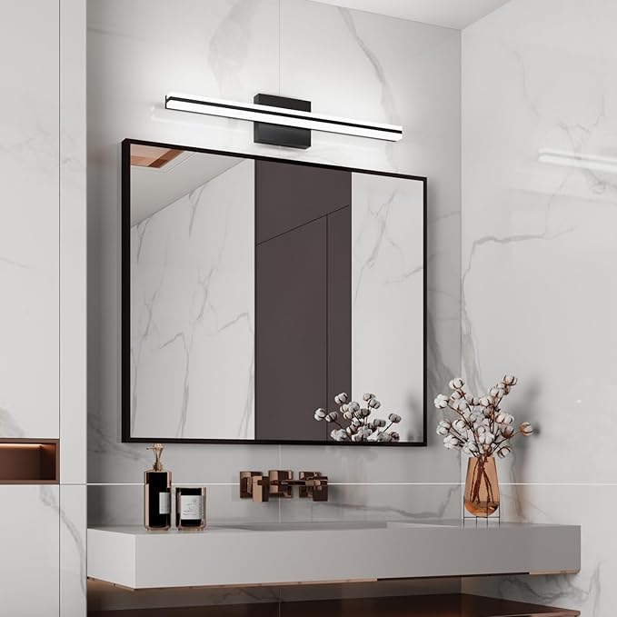 SOLFART Bathroom Light Fixtures Over Mirror Dimmable 5CCT Modern LED Black Vanity Light 24 Inch Wall Lights