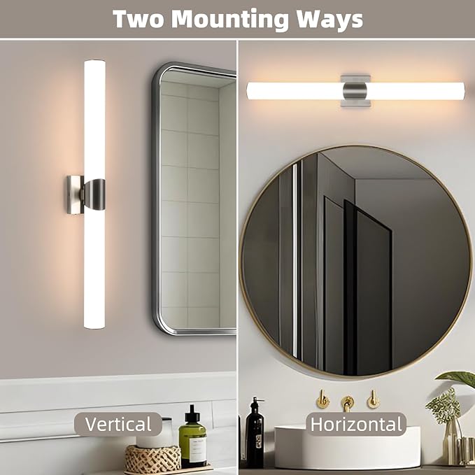 Modern Wall Sconce 30 Ihch Brushed Nickel Bathroom Sconces LED Wall Lighting Fixtures with Acrylic Shade Hardwired Long Vanity Lights Over Mirror for Bedroom Living Room Hallway