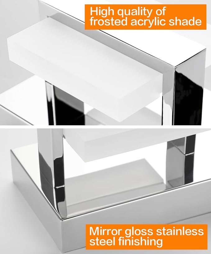 SOLFART Chrome 5 Light Bathroom Vanity Lights Over Mirror, Modern Chrome Bathroom Light Fixtures LED Lights Dimmable
