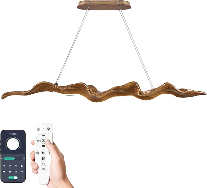 Upgrade 51.2in LED Linear Pendant Lights,Modern Resin Ceiling Pendant Lights for Dining Room,Island Lighting Hanging Light for Kitchen,Living Room