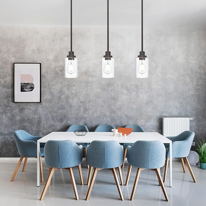 TODOLUZ Vintage 1-Light Hanging Ceiling Fixture Pendant Light, Oil Rubbed Bronze Mini Lighting Chandelier with Clear Glass Shade for Kitchen Island Farmhouse