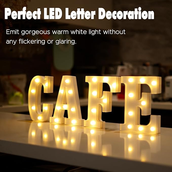 DyingSwan Small Led Marquee Letters, Light Up Letters, 8.58 Inch Led Letter Lights, Battery Powered Lighted Sign for Table, Party, Birthday, Christmas Decor (Letter F)