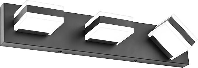 PRESDE 3-Light LED BathroomVanity Light Matte Black Bathroom Light Fixtures Over Mirror Modern Bath Wall Lighting