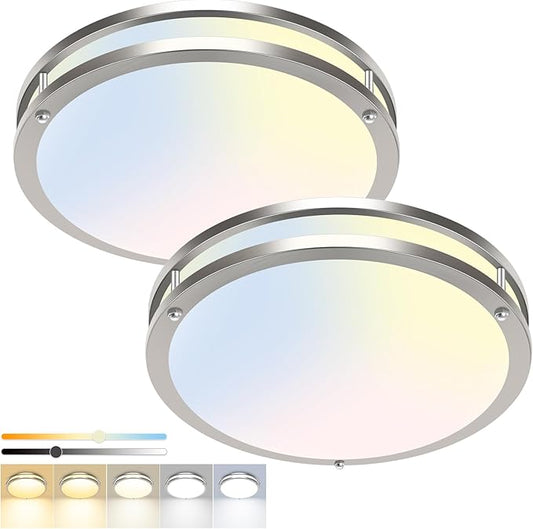 hepside 2 Pack Flush Mount Ceiling Light Fixture, Dimmable & 5CCT Ceiling Light Black, 10inch 15W 3000K 3500K 4000K 5000K 6500K Adjustable Ceiling Lamps for Kitchen Bathroom Bedroom Hallway