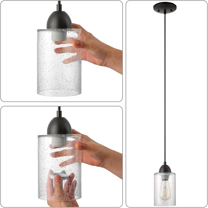 Small Pendant Light Kit - ORB, DIY Make Farmhouse & Modern Kitchen Island Pendant Lights, Hanging Light Fixtures Ceiling Mount, Adjustable Height, 1 Pack（Shade and Bulb Not Included）