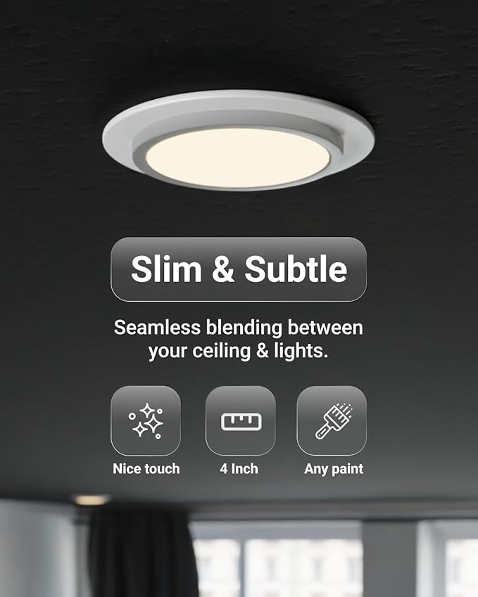 Sunco 24 Pack Goof Rings for 4 Inch Recessed Lights White Can Light Goof Trim Ring, Outer Diameter 6.7-inch, Inner Diameter 4.25-inch, Durable Plastic Design, Matte Finish, Flush Mount.