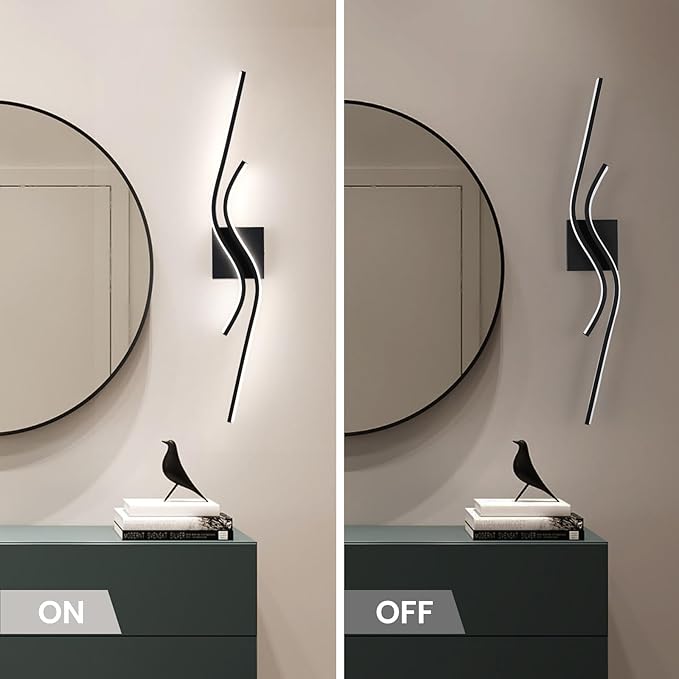 Modern LED Vanity Lights 31.5Inches Modern Bathroom Vanity Light 4000K Black Bathroom Light Fixtures Over Mirror Indoor Led Wall Sconce Lights for Living Room