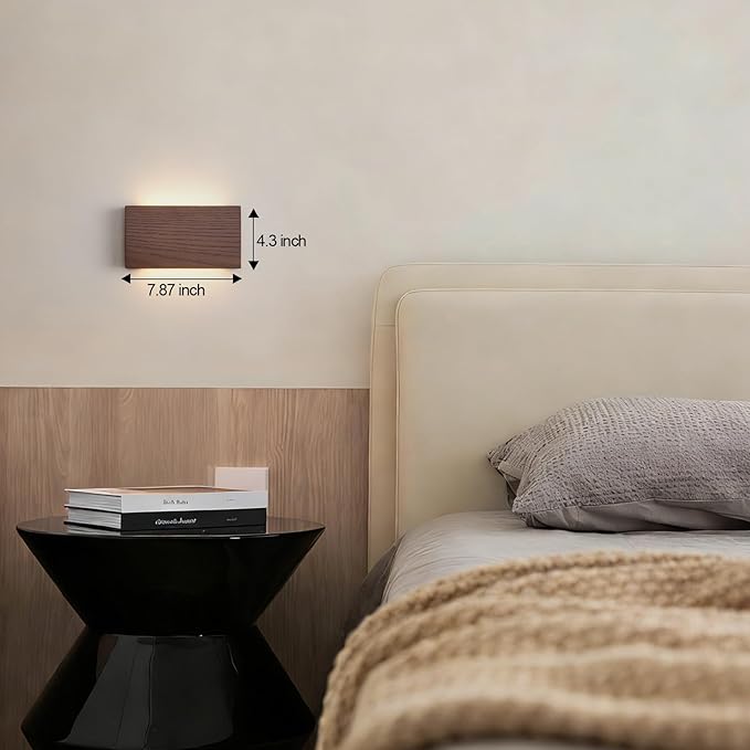 Wood Linear LED Wall Sconce, Dimmable Wall Light, Wood Long Wall Lamp Hallway wall Lights fixtures wall Mounted Lights，Warm Light lamp