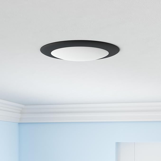ECOELER 5/6 Inch LED Disk Light Flush Mount, Dimmable Recessed Retrofit Ceiling Light, 16.5W 1000Lm, 4000K Cool White, Black Aluminum Baffle, Installs with J-Box or Recessed Can, 4 Pack