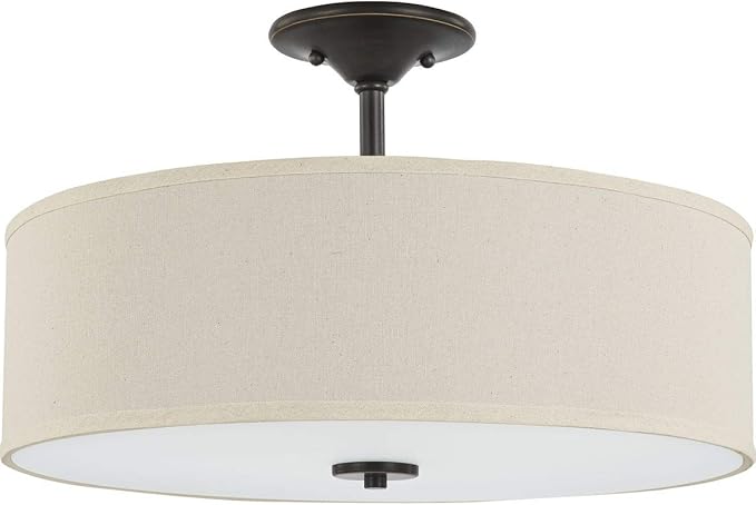 Progress Lighting Inspire Collection Antique Bronze Three-Light 18" Semi-Flush Mount, 11.50x18.00x18.00