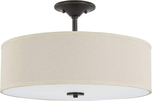 Progress Lighting Inspire Collection Antique Bronze Three-Light 18" Semi-Flush Mount, 11.50x18.00x18.00