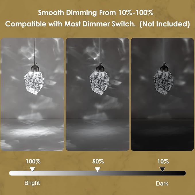 Modern Nickel Crystal Pendant Light, Dimmable LED Pendant Light Fixture for Kitchen Island Dining Room Bedroom Bathroom 5W Cool White 6000k