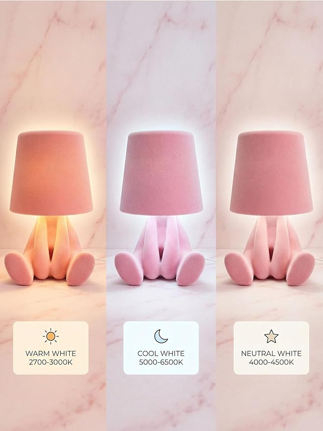 Bedside Touch Control Table Lamp, Golden Decor Thinker Statue LED Table Lamp with USB Port, 3 Way Dimmable Modern Night Light Nightstand Lamp for Home Living Room Office Shelf Decor (Pink-B)