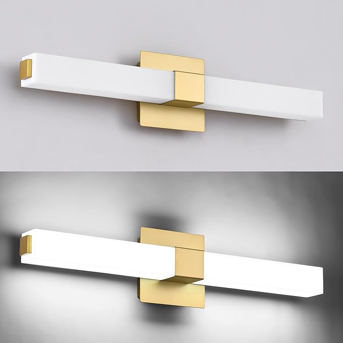 ZUZITO Gold Bathroom Light Fixtures - 24 inch LED Vanity Lights 18W - Modern Bathroom Lights Over Mirror Cool White Light