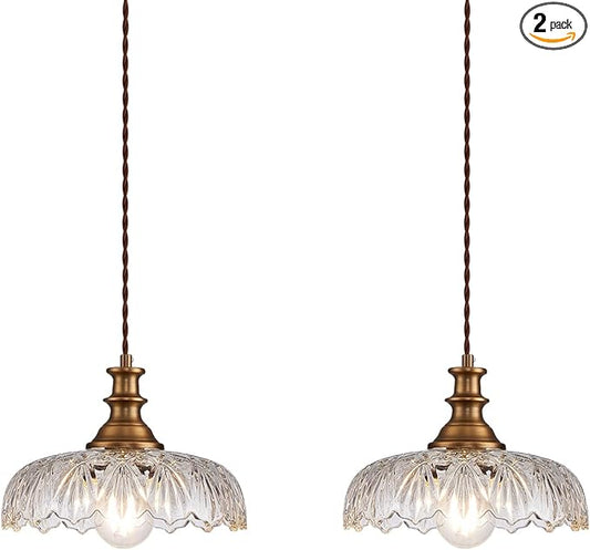 HDDFL Vintage Pendant Lights Fixture Modern Pendant Lighting Fixtures Hanging Lamp for Kitchen Island Bedroom Living Room Hallway 2 Pack