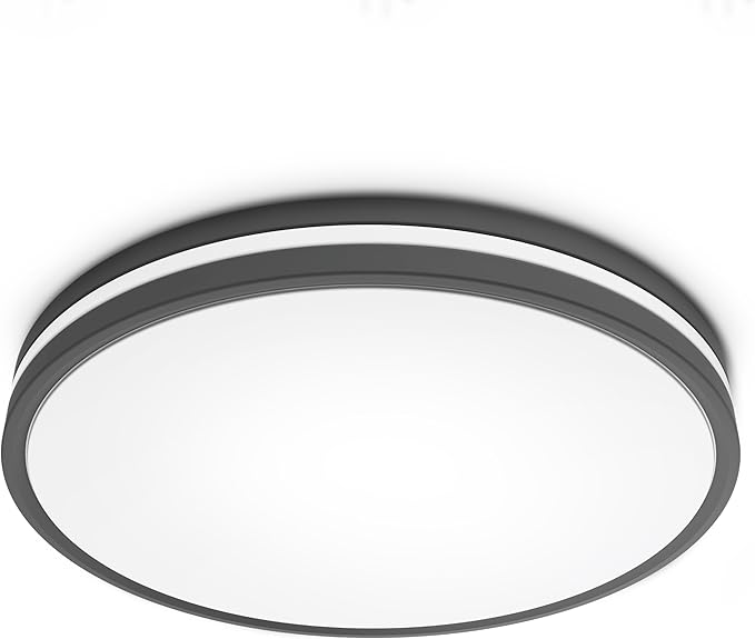 Feit Electric 14" Adjustable White LED Ceiling Fixture, Dimmable Flush Mount Light, Selectable Color Temperature, Matte Black Dual-Banded Finish, Energy Efficient, 50,000-Hour Lifespan, FM14/DR/6WY/BK
