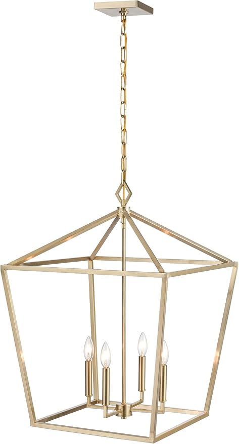 ML Lighting 3254-MG Transitional Four Light Pendant, Champ, Gld Leaf Finish, Modern Gold