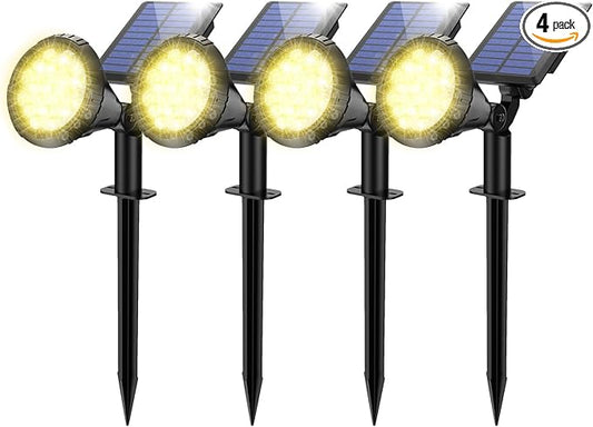 NBKLS Solar Spot Lights for Outside, 21 LED Outdoor Solar Lights for Yard, 4 Pack Solar Spotlights Waterproof Auto On/Off for Landscape, Wall, Garden, Pool, Tree, Pathway and Driveway(Warm White)