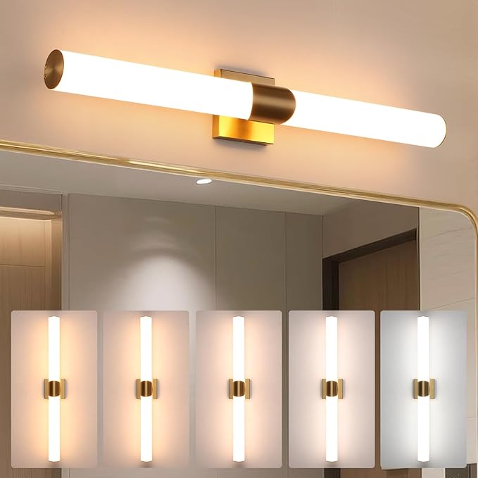 Modern Wall Sconce 30 Ihch Gold Bathroom Sconces LED Wall Lighting Fixtures with Acrylic Shade Hardwired Long Vanity Lights Over Mirror for Bedroom Living Room Hallway