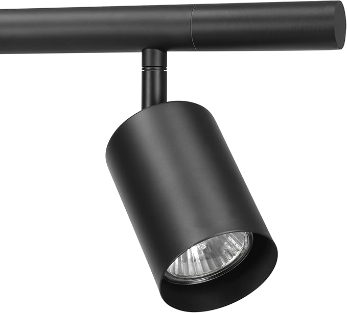 Globe Electric 64000123 55" 6-Light Adjustable Height Track Light, Matte Black, Pivoting Heads, GU10 Base Bulbs Not Included, Ceiling Light Fixture, Kitchen and Home Lighting Decor