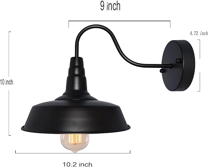 BRIGHTESS Bathroom Light Fixtures,Black Vanity Light, Decor Barn Light,E26 Farmhouse Wall Lamps Sconces Kitchen Bedroom Hardwired (2 Packs)