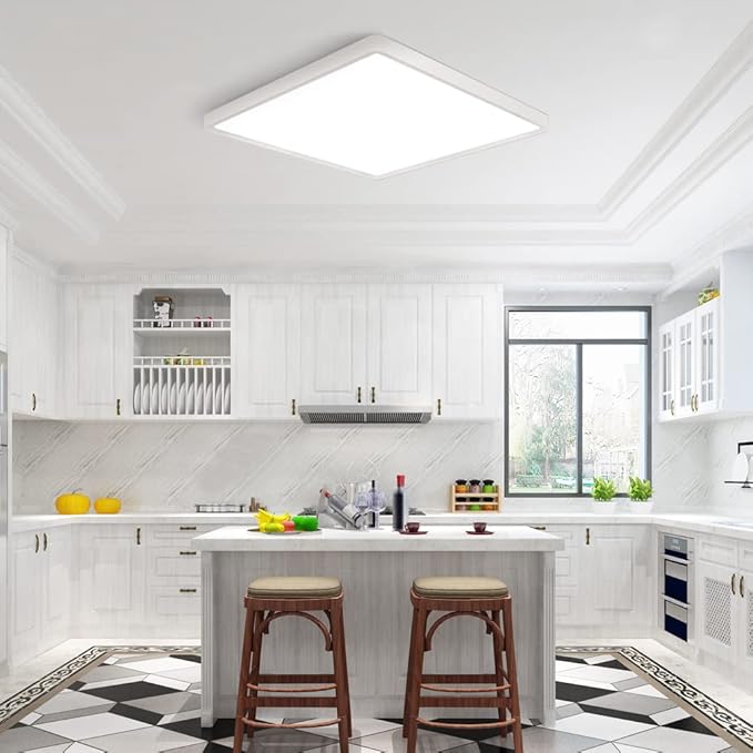 2Pack 12inch 24W LED Flush Mount Ceiling Light, 5000K Square LED Ceiling Light, 3200LM Flat LED Ceiling Light for Bedroom, Living Room, Dining Room