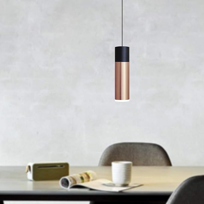 Vela 1 Mini Pendant Lighting Black-Copper - LED Hanging Light Fixture for Kitchen Island, Bar, Foyer - Cluster Pendants - Dimmable, Adjustable Wire, Lamp Bulb Included