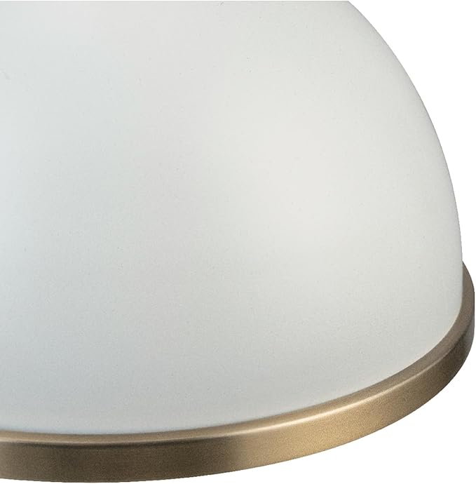 Globe Electric 60824 1-Light Pendant Light Fixture, Matte White, Brass Accents, Adjustable Hanging Height, Sloped or Vaulted Ceiling, Modern Lights for Kitchen Island, Hallway, or Dining Room