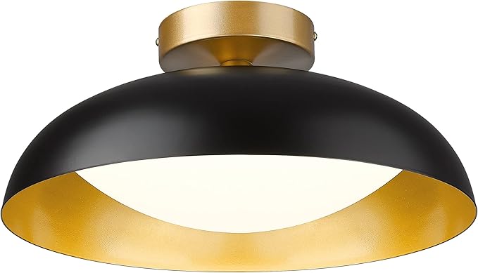 kudos Flush Mount Ceiling Light, 16-inch LED Ceiling Light Fixture, Black and Gold Finish, 24W 2400lm Light Fixtures for Living Room, Kitchen, Bedroom, Hallway, 5CCT Adjustable, KDCL02-BK