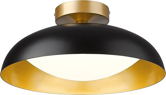 kudos Flush Mount Ceiling Light, 16-inch LED Ceiling Light Fixture, Black and Gold Finish, 24W 2400lm Light Fixtures for Living Room, Kitchen, Bedroom, Hallway, 5CCT Adjustable, KDCL02-BK