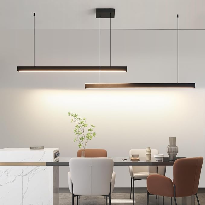 Modern 2-Light Chandelier, 39IN+39IN Pendant Light Fixtures Hanging with Remote Control 3000k-6500K Adjustable Color Temperature，Aluminum Island Lighting Lamp for Dining Room, Living Room