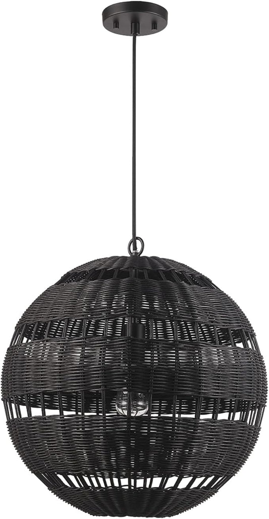 GLOBE Electric Novogratz x 65838 Beth 1-Light Pendant Lighting, Matte Black, Bulb Not Included