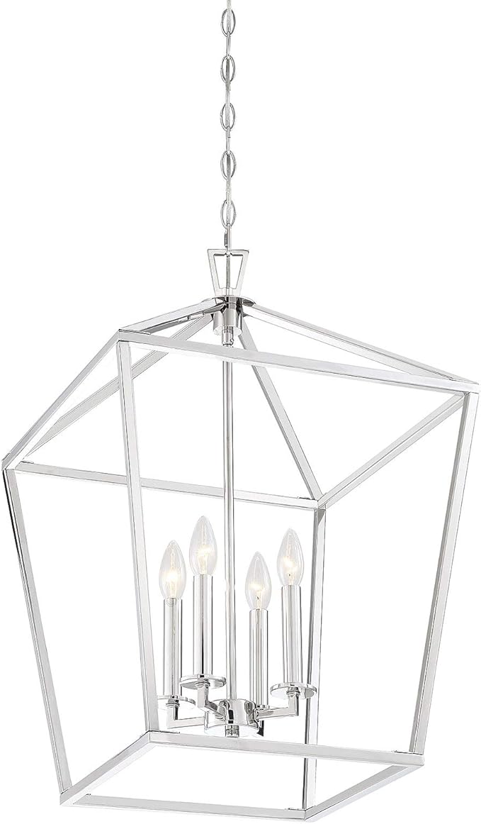 Savoy House 3-421-4-109 Townsend Traditional Open Frame Pendant Light Fixture, 4-Light 240 Total Watts, 26" H x 17" W, Polished Nickel