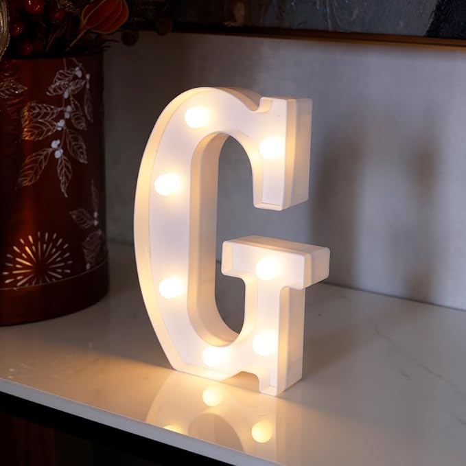 DyingSwan Small Led Marquee Letters, Light Up Letters, 8.58 Inch Led Letter Lights, Battery Powered Lighted Sign for Table, Party, Birthday, Christmas Decor (Letter G)