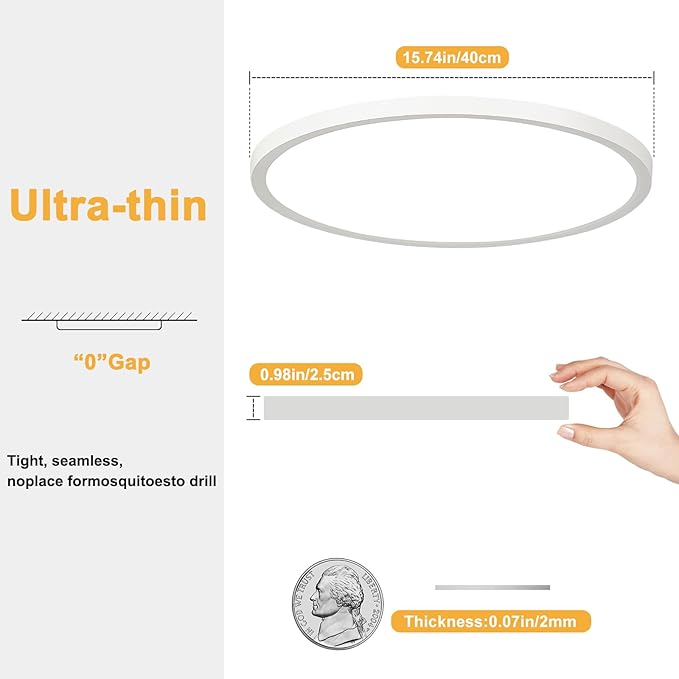 15.7 Inch LED Flush Mount Ceiling Light with Remote, 2700LM Dimmable 2700K-6500K Ceiling Light with 2000K Nightlight and Timer, 32W Modern Ceiling Lamp for Bedroom Kitchen Hallway Dining Room