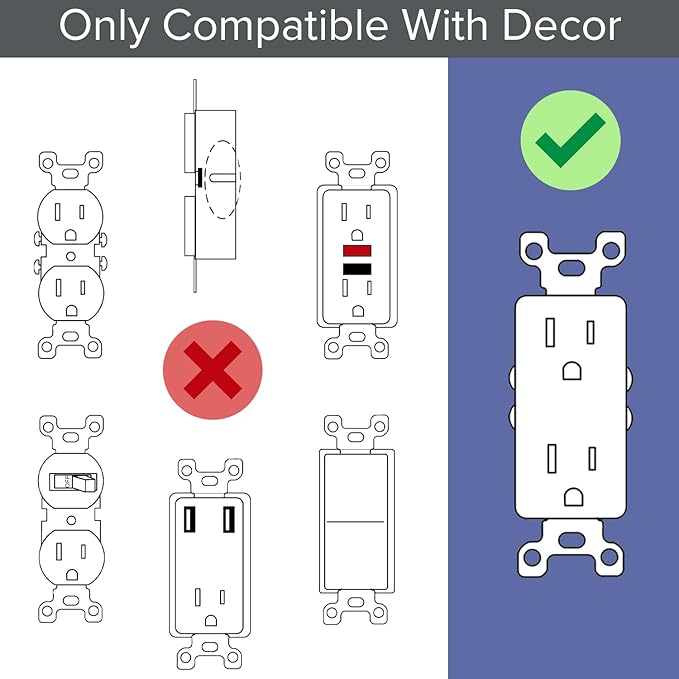 Single - SnapPower GuideLight [for Standard Decor, Not GFCI outlets] - Night Light - Electrical Outlet Wall Plate with LED Night Lights - Automatic On/Off Sensor - (Décor, Light Almond)