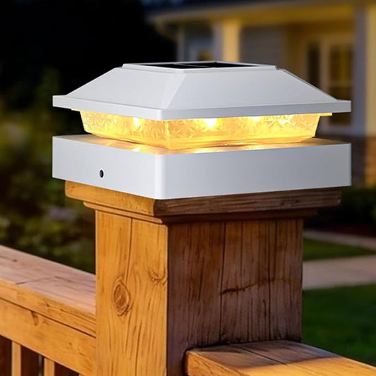 Peasur 4x4 Post Solar Lights 1 Pack, 2 Modes 16 LED Solar Post Cap Light Waterproof, Deck Fence Post Solar Lights Powered Outdoor, Fit 4x4 Wood/Vinyl Posts for Porch Patio