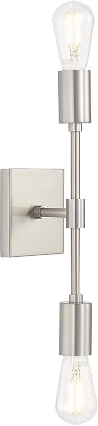 Linea di Liara Berbella 2-Light Brushed Nickel Bathroom Vanity Light Fixtures Modern Wall Sconces Lighting Fixture Wall Lights for Hallway and Bedroom Sconces with Two LED Bulbs Included, UL Listed