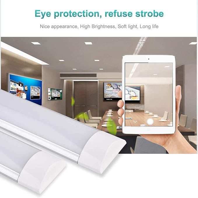 Sararoom 10Pcs 2FT LED Shop Light Fixture 20W LED Wraparound Light, 2400lm,3200K Warm White, 60cm 23.6inch LED Garage Closet Light Ceiling Light for Office Home Basement, No Plug, No Ground Wire