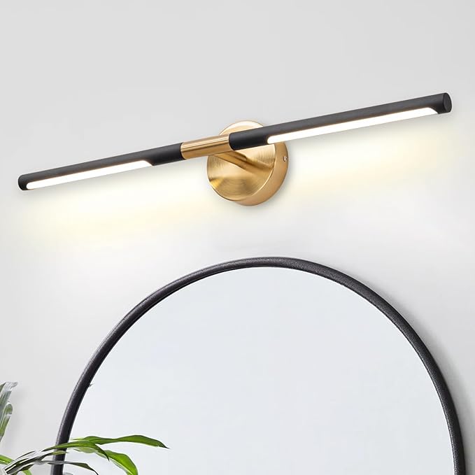 Modern Bathroom Light Fixtures Over Mirror 30 Inch, 20W 360° Rotatable Dimmable 4000K Led Vanity Light Bar, Black and Gold Bathroom Vanity Lights Above Mirror