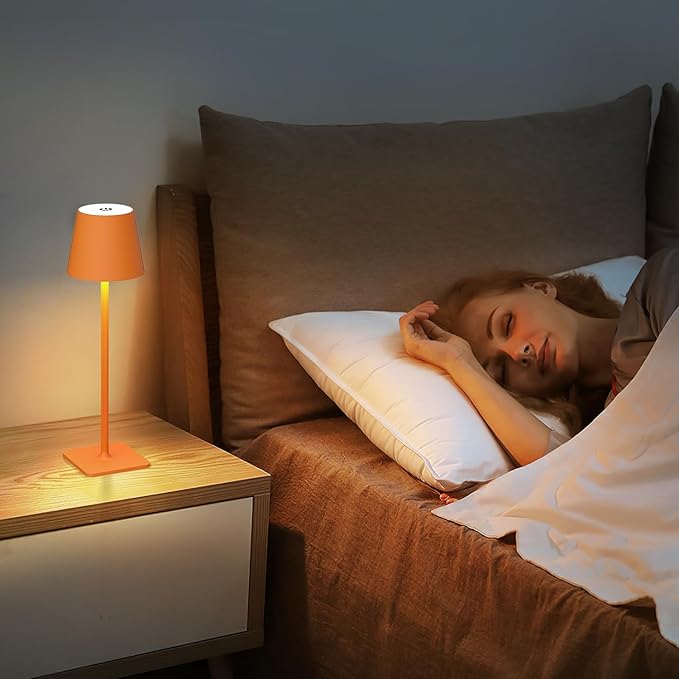 2 Pack Rechargeable Table Lamp - Cordless LED Lamp with 6000mAh Battery Operated LED Desk Lamp, Portable Table Light Outdoor for Dinner Patio Restaurant Bar Bedroom Coffee Shop Night Light(Orange)