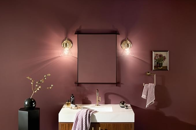 Kichler Farum 7.25" 1-Light Wall Sconce Bathroom Vanity Light Fixture with Clear Glass in Champagne Bronze for Modern Lighting Over Mirror (7.25" W x 9.5" H) 55153CPZCLR