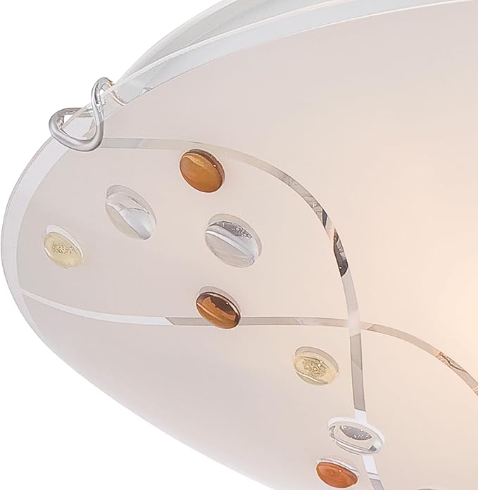 Quoizel Stellar 16" 3-Light Round Flush Mount, Polished Chrome, Frosted Glass with Amber & Clear Jewels, Dimmable