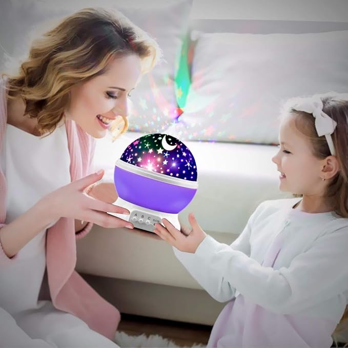 MOKOQI Star Projector Night Lights for Kids, Birthday Gifts for 1-4-6-14 Year Old Girl and Boy, Projection Lamp for Kids Bedroom, Glow in The Dark Stars and Moon for Child Asleep Peacefully- Purple