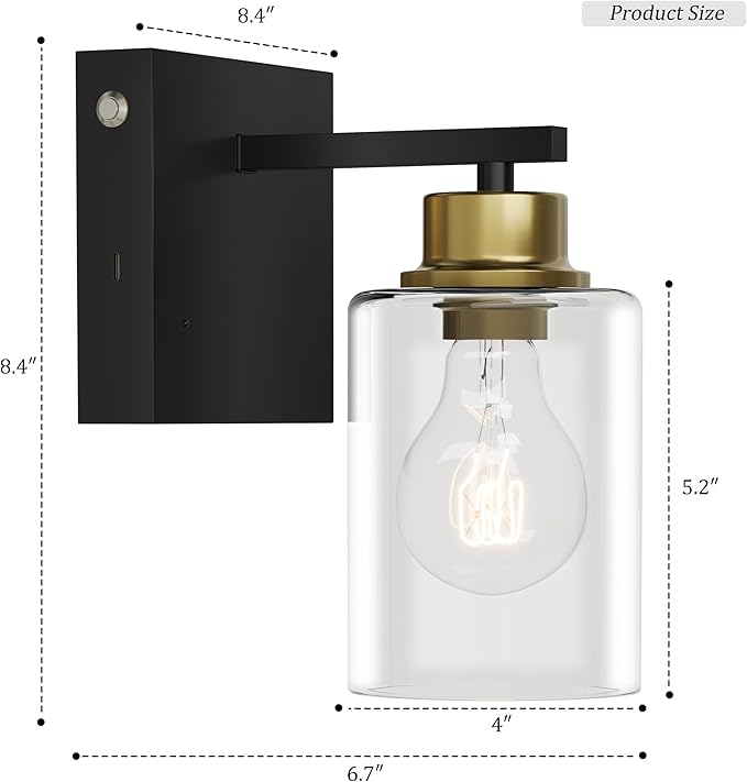 Battery Operated Wall Sconce Set of 2, Black & Gold Rechargeable Wall Lights with Timer Function, Easy Install Dimmable Wireless Wall Lamps for Living Room, Bedroom, Hallway, Entryway Decor 3000K