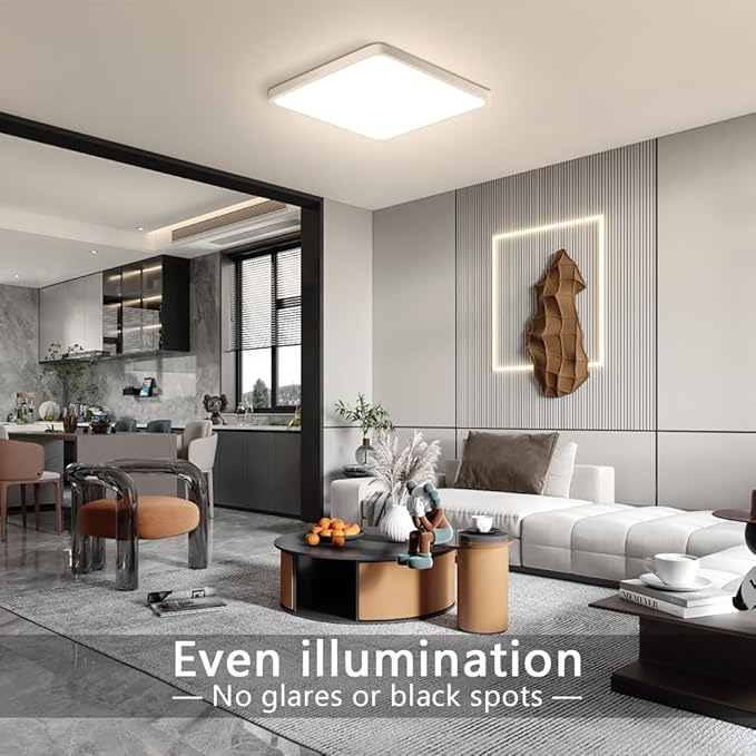 9Inch 18W Square LED Ceiling Light Fixtures Flush Mount, 4000K Natural White LED Ceiling Lamp, Surface Mount Modern Ceiling Lights, Slim Flat Panel Lighting for Bedroom, Kitchen, Bathroom Etc.